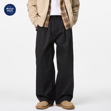 沐丘男装∣夏季新款美式潮牌通勤褶皱西裤男士宽松直筒阔腿休闲裤