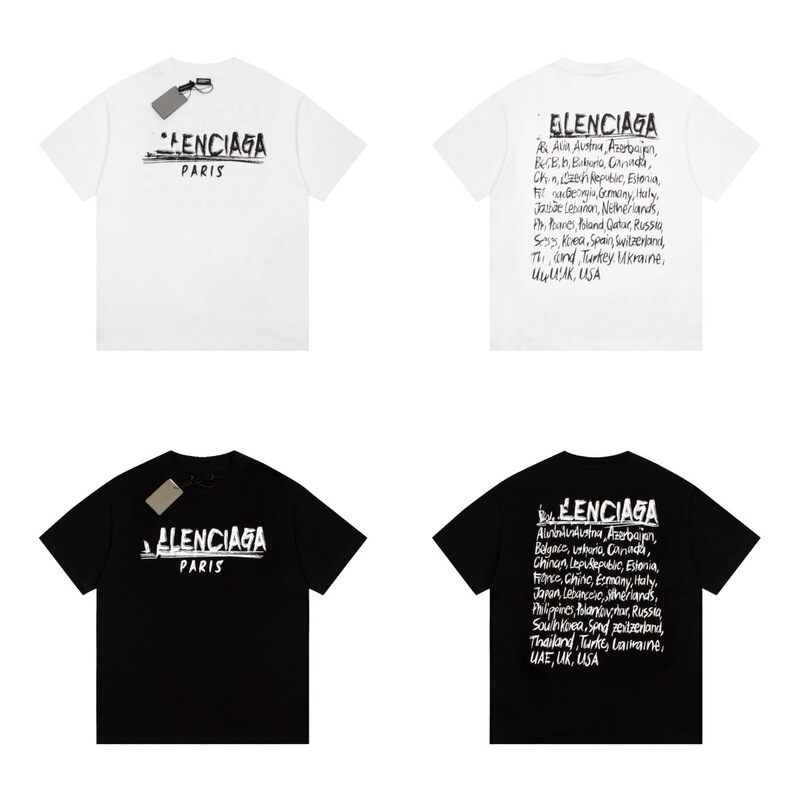 国境を越えた貿易 25ssB 春夏ロゴプリント半袖カジュアルルーズ男女カップル同じスタイル Tシャツトレンディなブランド|undefined