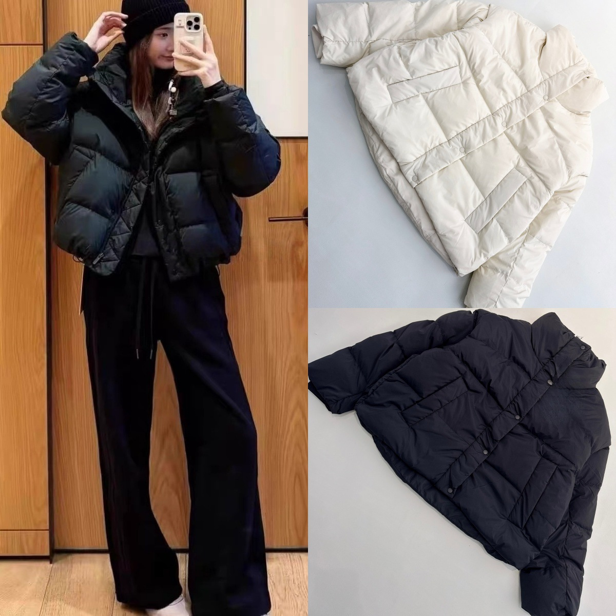 80% Goose down Hooded Warm Four-Pocket down Jacket for Women, Thickened Stand Collar with Detachable Sleeves, Puffer Vest Coat