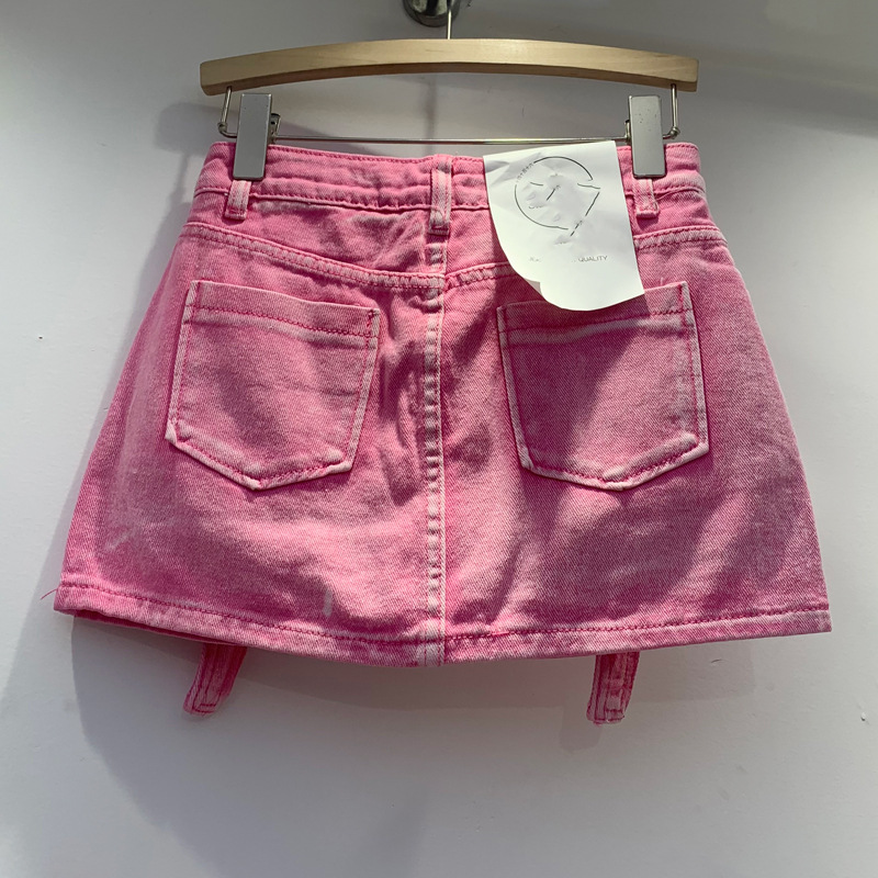 Denim Skirt Dresses Type Cotton Fabric Type Summer Spring Streetwear Solid Color Cotton Above Knee Skirts