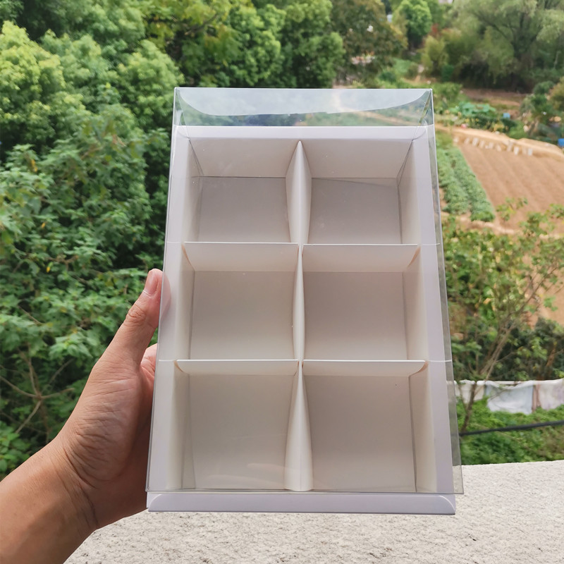 Palacio rejilla yema de huevo crujiente nieve Mei Niang caja de embalaje al por mayor Jiugongge caja de postre mayor taza de papel transparente caja de pastel 9