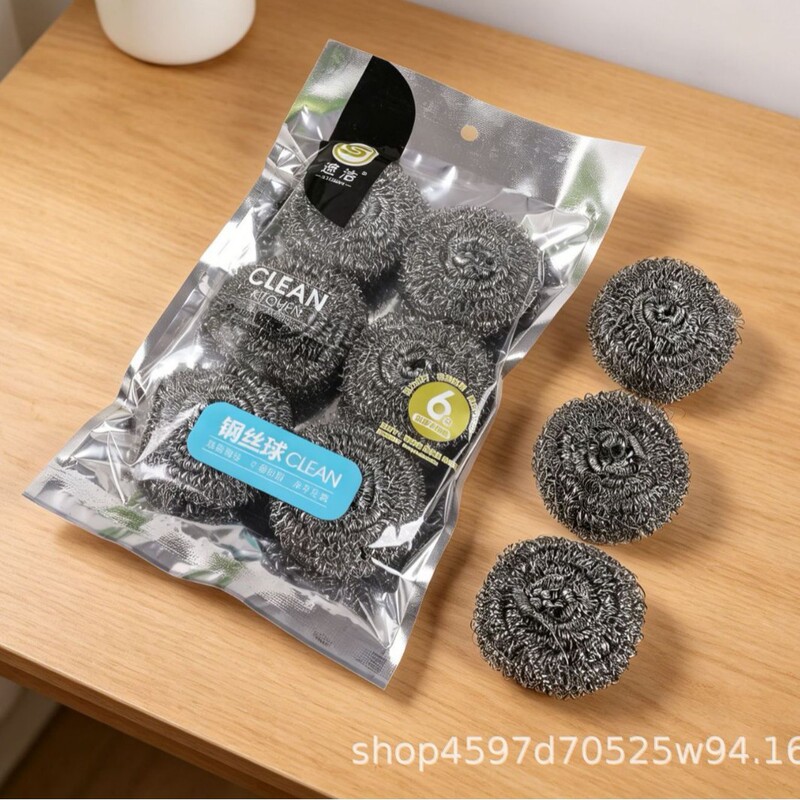 Large Cleaning Balls, Pack of 6, for Household Kitchen, Powerful Stain Removal, Cleaning Brush, Steel Wire Ball, Wholesale Available