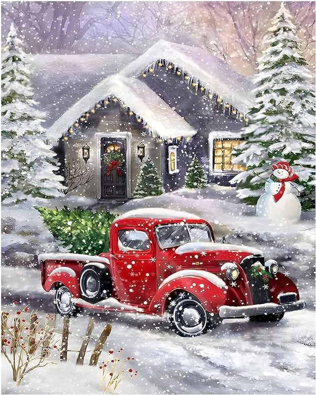 新しい5Dダイヤモンドはドリルいっぱいのクリスマスの雪景色の風景を描いて、十字の刺繍の客間の寝室の手作りの装飾画を貼ります。|undefined