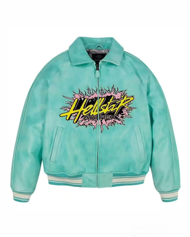 アメリカのトレンドブランド Avirex X Hellstar レザージャケット スクリーム 子供用 ルーズ ヒップホップ ハイストリート メンズ|undefined