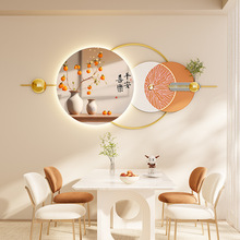 新款千鸟格餐厅挂画LED发光装饰画壁画石来运转高级感酒店餐桌墙