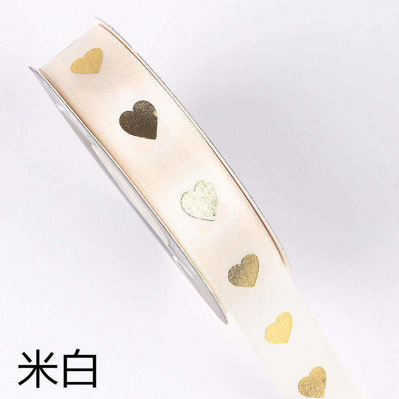 2,5 cm cinta de amor de oro Día de San Valentín chino ramo de flores regalo lazo atado pastel de hornear cinta