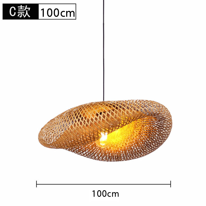 Lámpara de araña tejida de bambú Restaurante chino Lámpara de salón de té de linterna de bambú Restaurante japonés Sombrero de paja Lámpara de araña tejida de ratán B & B