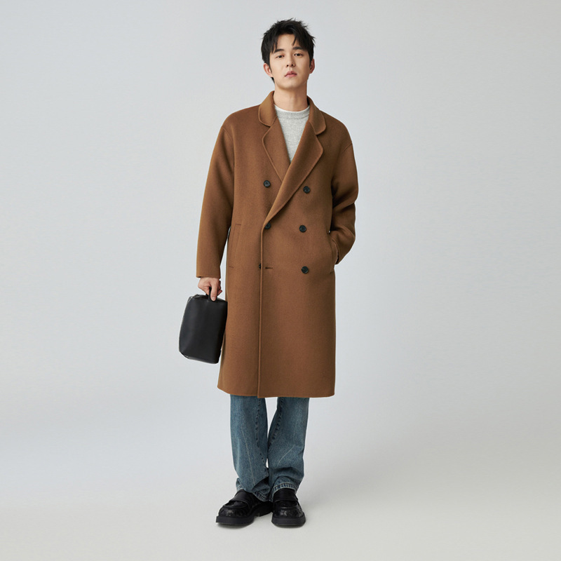 Autumn and Winter New Classy Over-The-Knee Extra-Long New Men's Double-Sided Cashmere Outwear Woolen Outwear Windbreaker Slim Fit Autumn and Winter New Classy Over-The-Knee Extra-Long New Men's Double-Sided Cashmere Outwear Woolen Outwear Windbreaker Slim Fit