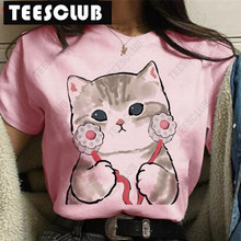 Korean Style Cute Cat T-shirt 2021年夏季韩版卡通猫咪印花T恤