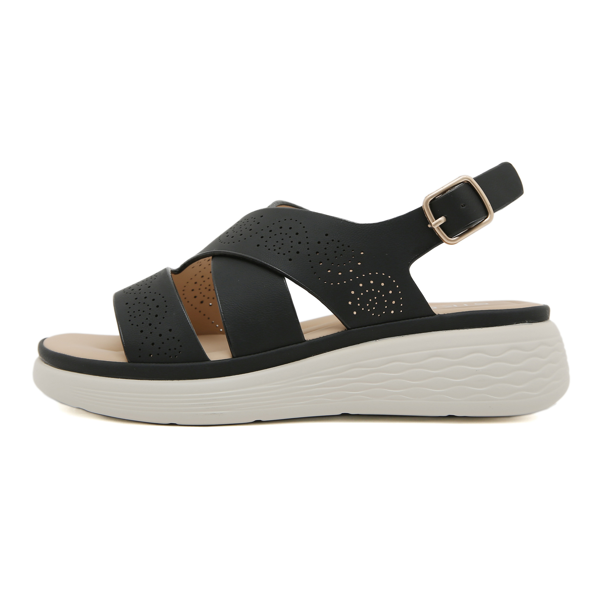 (No vendido) 2025 nuevo punto de fondo grueso ligero antideslizante cómodo sandalias deportivas casuales de hebilla para mujeres