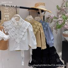 奶萌女童衬衫110-150码2026春款韩版洋气拼接衬衣  甜茶2601