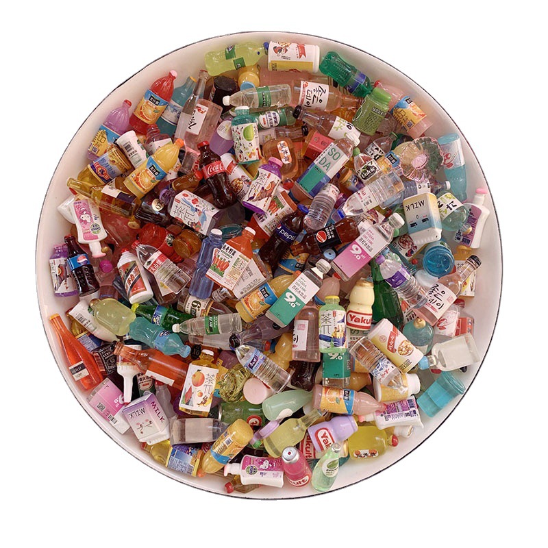 Mixta simulación botella de vino DIY al por mayor resina creativa botella de bebidas accesorios crema pegamento teléfono caso llavero DIY