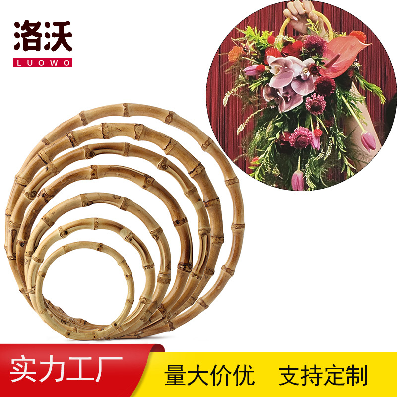 Hot-Selling In-Stock New Chinese-Style Gift Bamboo Handle Candy Box Aesthetic Real Bamboo Handle Round Bamboo Ring Accessories