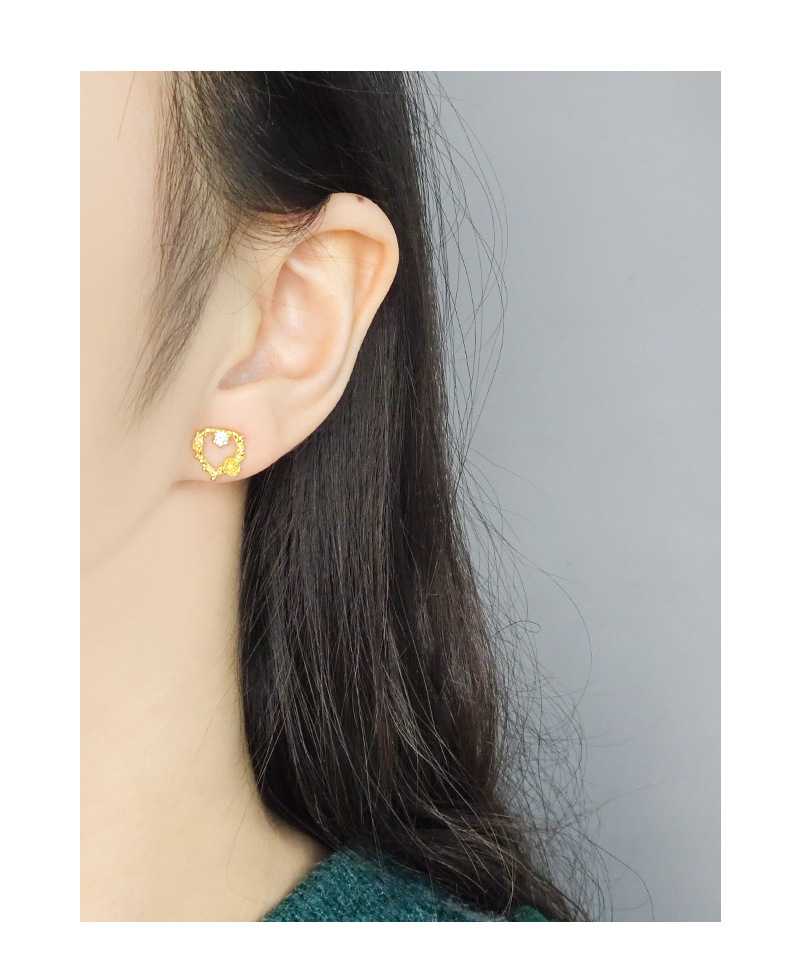 Ear Studs Classification 1 Pair 925 Sterling Silver Heart Shape Flower Ear Studs