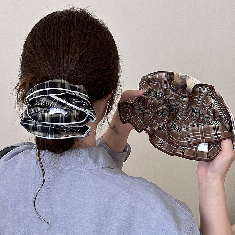 Fascia per capelli a quadri coreani con intestino crasso per donna 2024 Nuova corda per capelli ad alta elasticità e durevole con coda di cavallo che non danneggia la corda per capelli_voghion.com