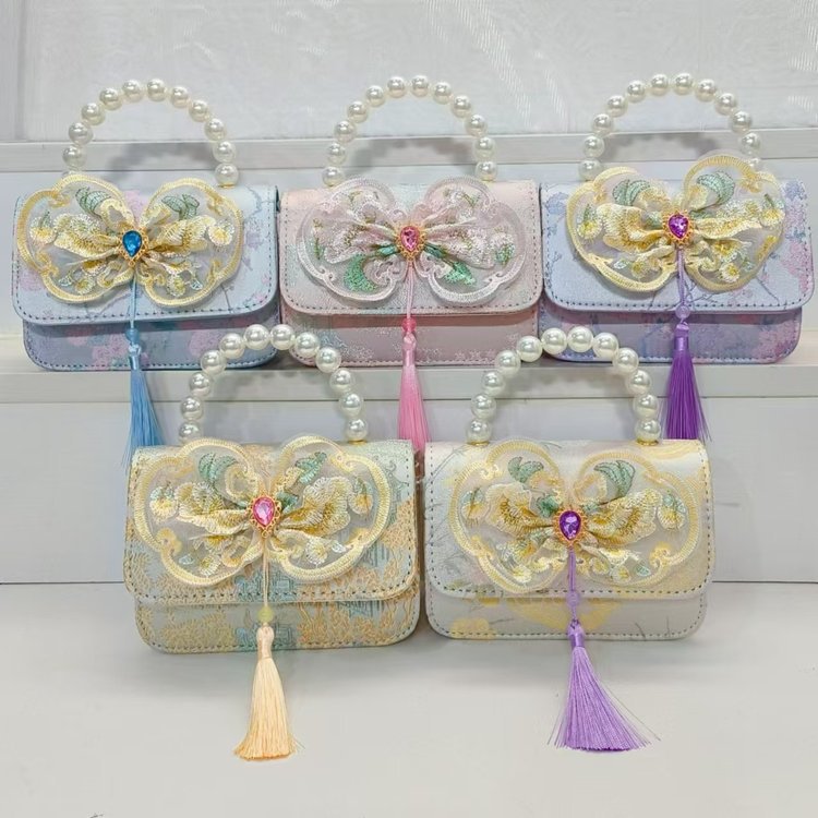 Bolso de hombro para niños caliente exquisito antiguo bolso de cambio para chicas lindas princesas al aire libre bolso de perlas casuales