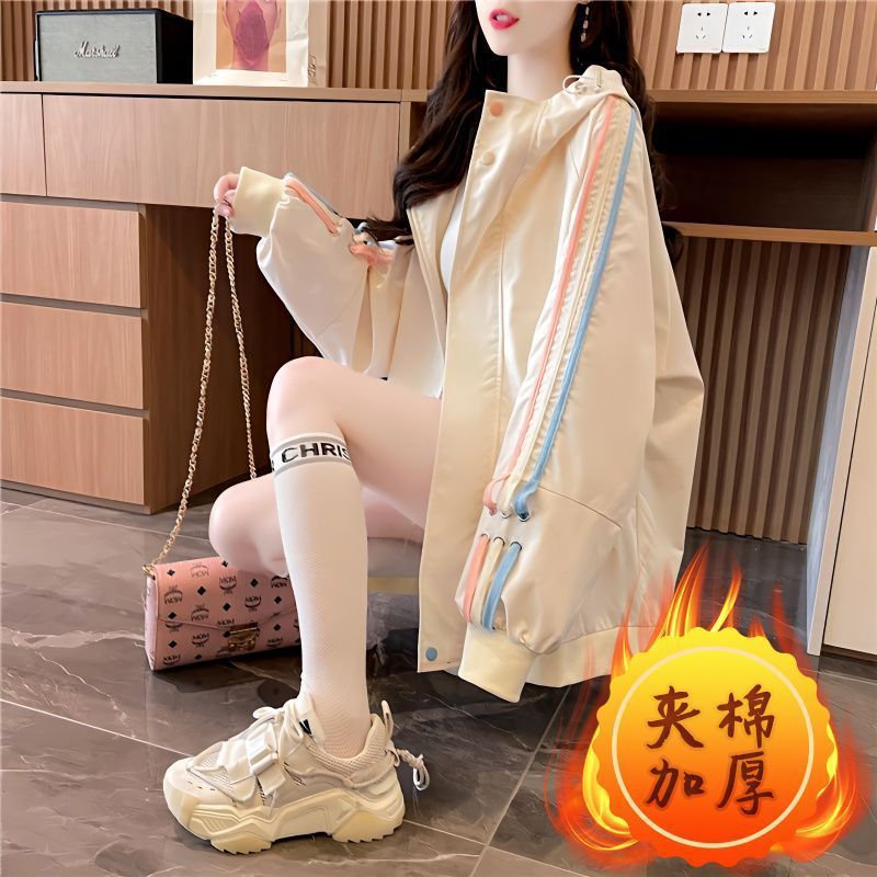 学院风宽松休闲薄款开衫连帽工装外套2025春秋新款百搭减龄上衣服|undefined