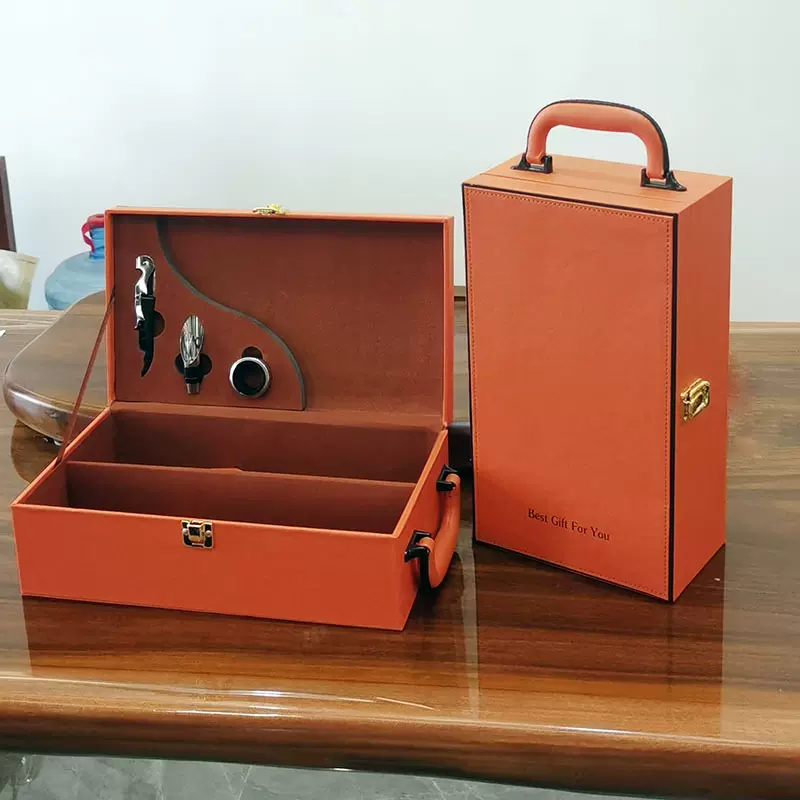 厂家高档红酒盒礼盒皮质葡萄酒礼品盒包装皮箱皮盒红酒盒子箱子