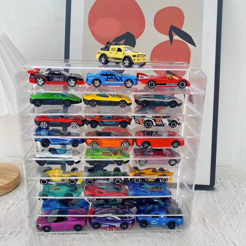 工場卸売り玩具車模型収納箱分格多層透明棚1:64風火輪車位箱|undefined