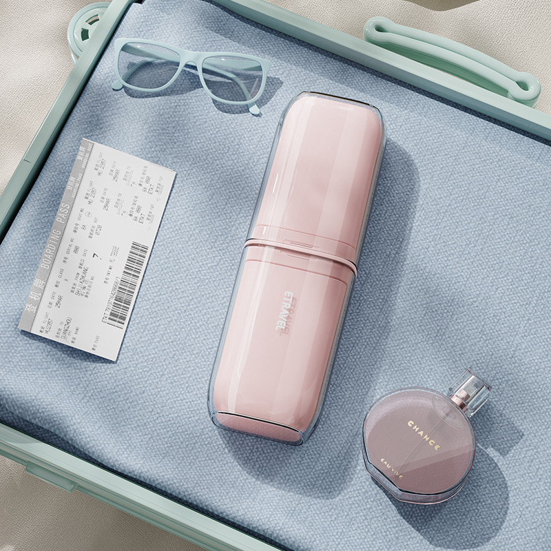 Traje de lavado de viaje Taza cepillo de dientes caja de almacenamiento cepillo de dientes portátil suministros de viaje tres en uno artefacto esencial