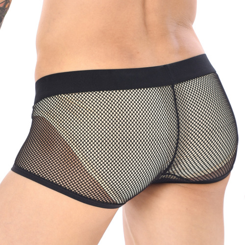 Men's Low-Waist Sexy Sheer Underwear Rainbow Belt Breathable Straight Leg Panty Sexy Sheer Erotic Lingerie