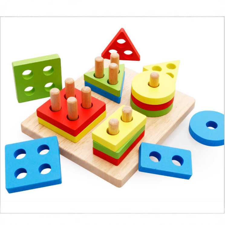Bloques de construcción de la columna forma geométrica a juego bebé cognitiva educación temprana juguetes educativos para niños y niñas 2-3-5 años