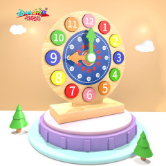 Daniqi Wooden Clock Model—Elementary School Math Clock Teaching Aid for Kids to Learn Time and Understand Timekeeping