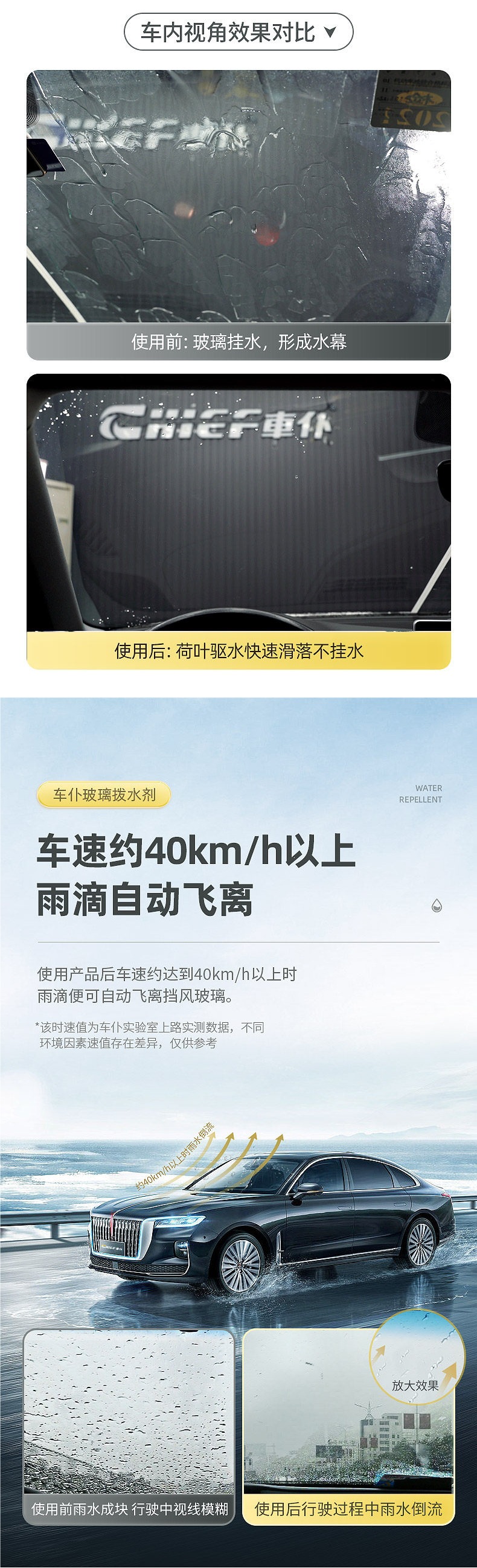 Car Anti-Fog Agent, Car Windshield Defogger, Rearview Mirror and Window Long-Lasting Water Repellent, Water Displacing and Rainproof Agent