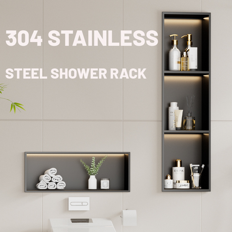 Custom Niches 304 Stainless Steel Toilet Bathroom Metal Inset Finished TV Cabinet Partition Embedded Niches