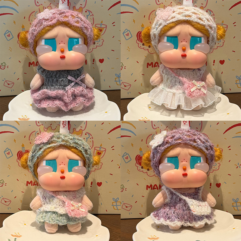 Knitted Doll Clothes Crybaby Crying Doll Clothes Gulu Gulu Clothing Cotton Doll Skirt Headscarf Clothes Handmade