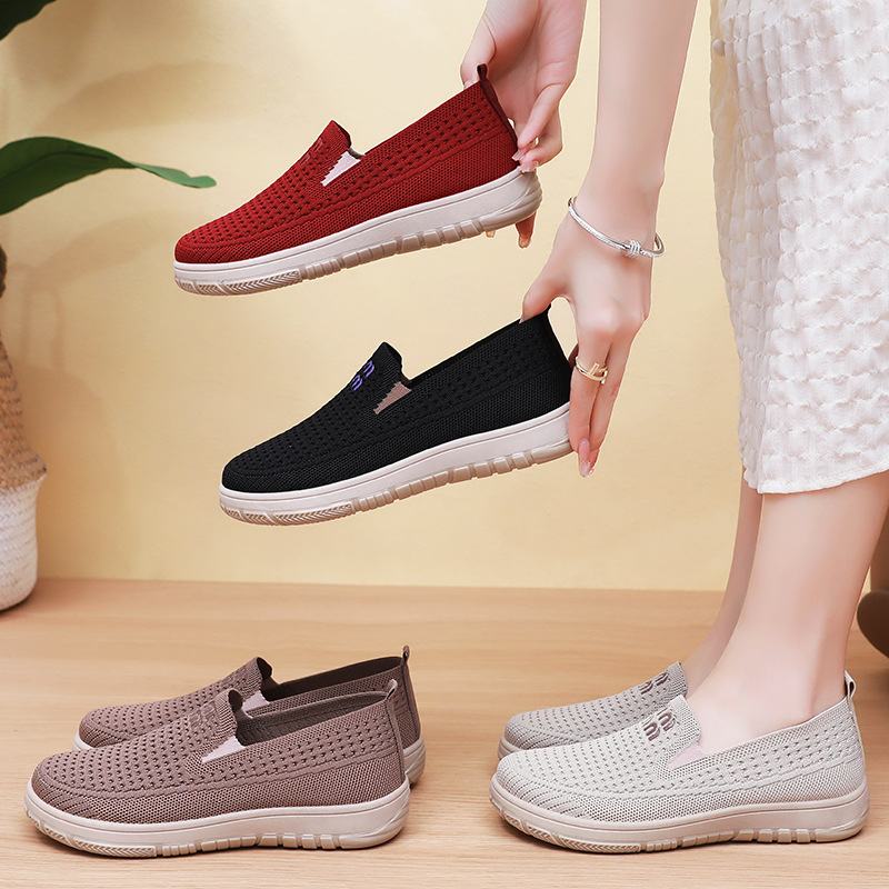 Zapatos de mujer, versátiles, estilo veraniego, nuevos, sin cordones, de tela estilo Pekín, transpirables, de malla tejida, informales, al por mayor. image 5