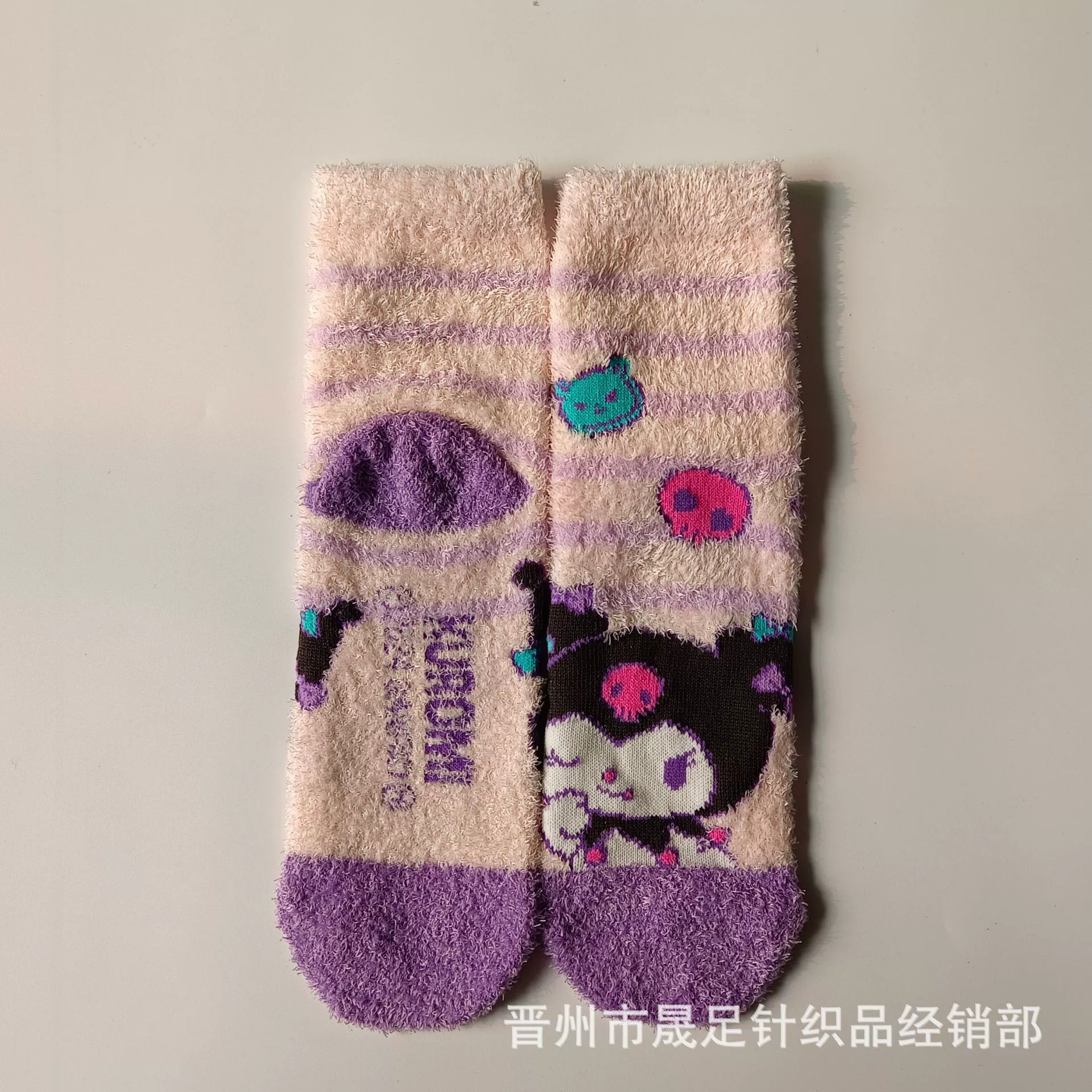 Japanese coral velvet cartoon high boots, knee socks, increased thickness