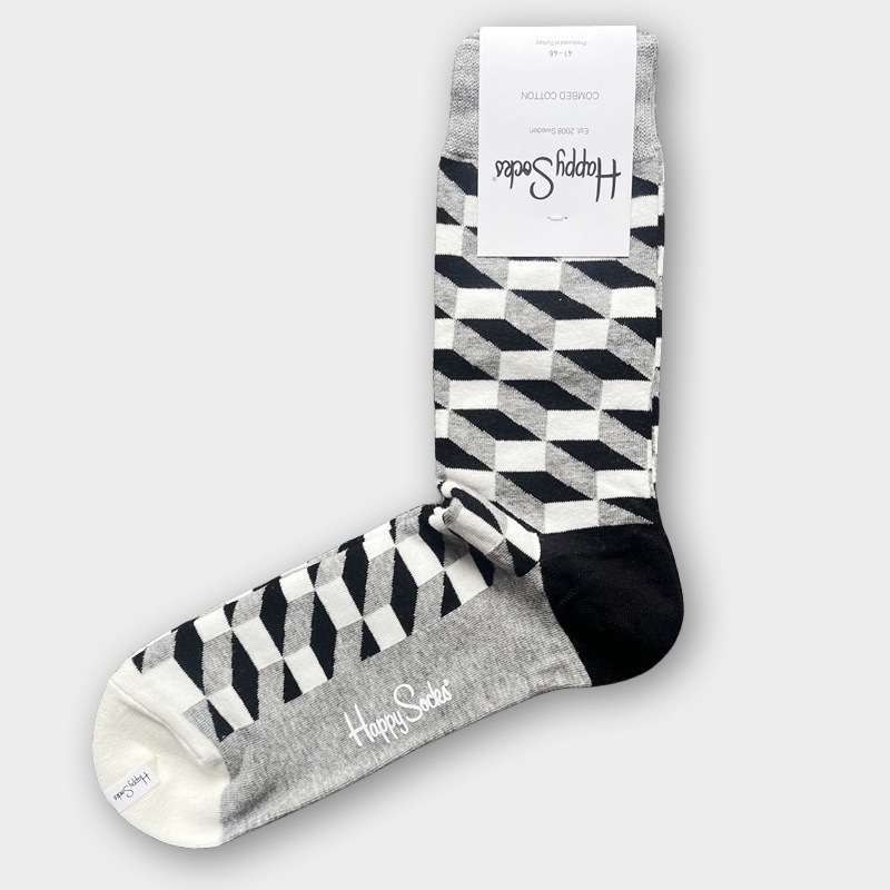 ハッピーソックス メンズソックス ミドル丈 コーマ綿 吸汗消臭 通気性 スウェーデン製 おしゃれ カラフル 薄手