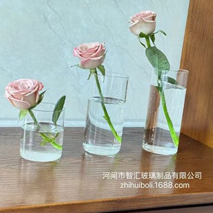 High Borosilicate Straight Glass Vase, Pothos Small Fish Tank Flower Arrangement, Hydroponic Landscape Flower Pot, Vase Glass Ornaments