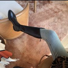 真软皮长筒靴女西部牛仔靴子2025新款春夏靴子高筒尖头春秋骑士靴