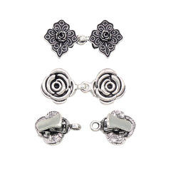 跨境新款對扣 玫瑰樹葉毛衣夾復古披風開衫扣女款防走光固定夾