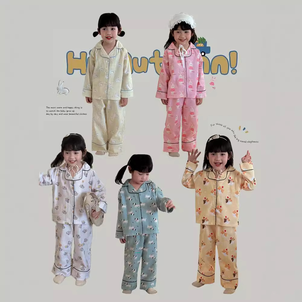 Demi-season cream velvet children's cartoon pijama