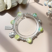 学生爆花串珠手链女算盘猫摆摊拿货卡通玻璃手串饰品批发一件代发