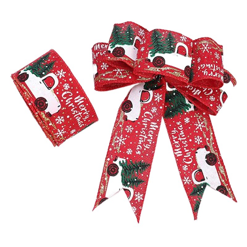 Cinta de Navidad, cinta de arpillera, cinta con ambiente navideño, suministros de decoración, lazo de copo de nieve, cinta de arpillera con borde dorado rojo