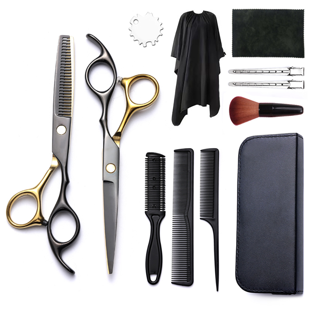 Corte de pelo tijeras transfronterizas amazonas color tijeras de dientes planas cortadas delgadas frange tijeras divisorias fábrica de tijeras al por mayor set de tijeras de peluquería