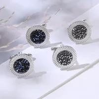 Новые креативные запонки AliExpress от Amazon с круглыми кристаллами бриллиантов и агатом, запонки на пуговицах