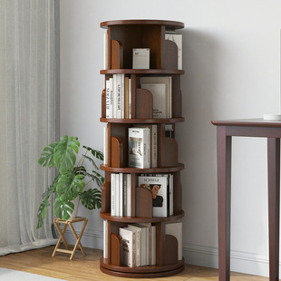All Solid Wood Rotating Bookshelf 360-degree Bookcase Internet Celebrity Storage Household Living Room Movable Children's Floor Storage Rack
