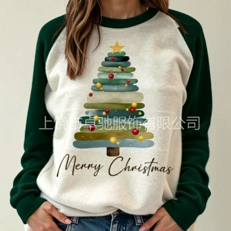 2025 Трансграничная независимая станция Amazon AliExpress wish весенне-осенние буквы свободного 3D-принта с длинными рукавами и круглым воротником свитер