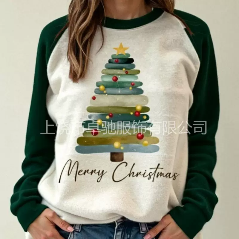 2025跨境独立站亚马逊速卖通wish春秋字母宽松3D印花长袖圆领卫衣