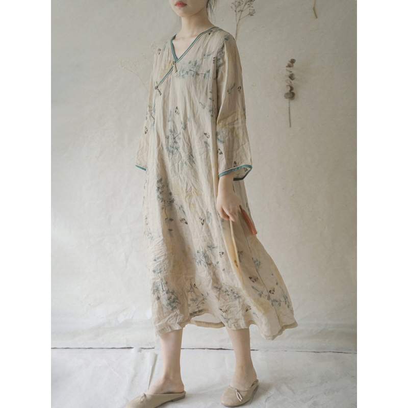 Cheongsam Improved dress 2025 Spring and Summer Chinese Style Tea Dress Elegant Daily National Fashion Young Slim Dress Cheongsam Improved dress 2025 Spring and Summer Chinese Style Tea Dress Elegant Daily National Fashion Young Slim Dress