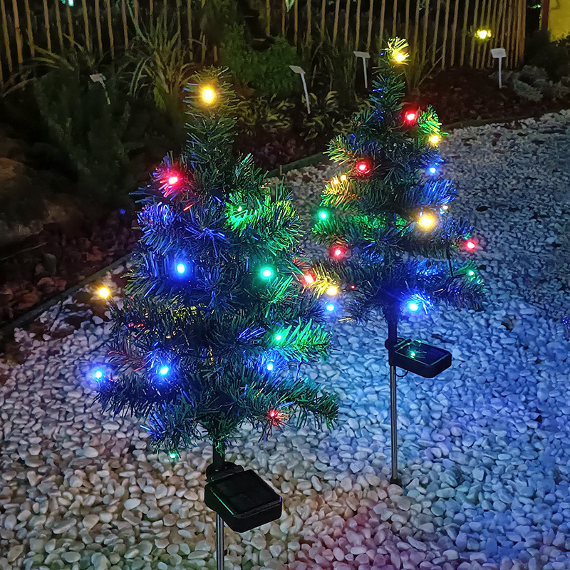Nuevo árbol solar de Navidad LED de gran tamaño iluminado iluminación de color jardín patio al aire libre impermeable paisaje luz de atmósfera