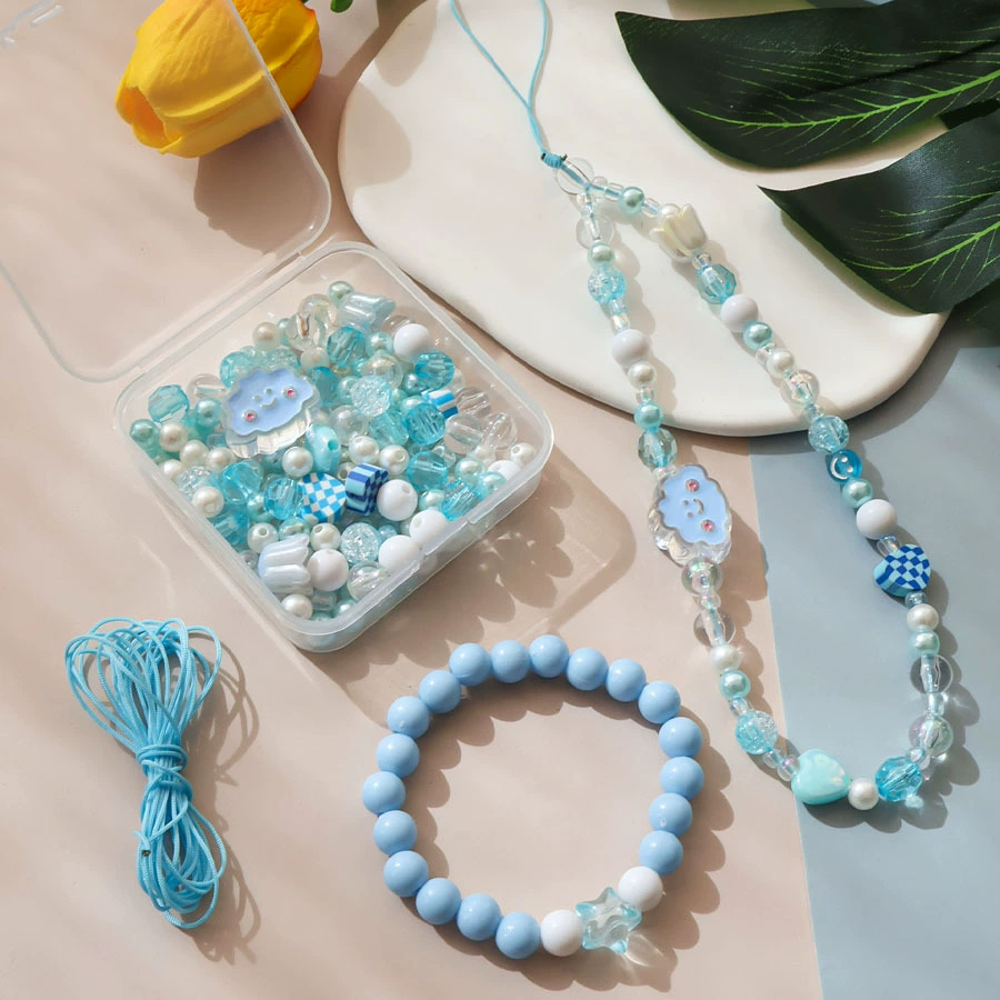 Beaded Bracelet Phone Charm, Mixed Beads Strap, Assorted Colors, 6 cm Pendant