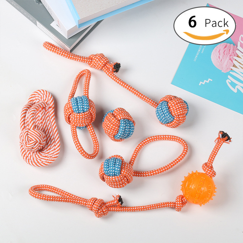 Productos para mascotas, cordón de algodón, dientes de molienda, juguetes para perros, bolas de juguetes para perros pequeños y medianos, juego de juguetes para perros