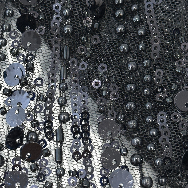 African Beads vestido de boda telas de perlas pesadas tubo de conchas de perlas telas bordadas sequillas vestido de fiesta hilo de encaje image 4