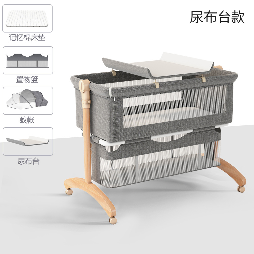 Cama de bebé móvil portátil cuna cama plegable multifuncional BB cama para recién nacidos empalme cama grande